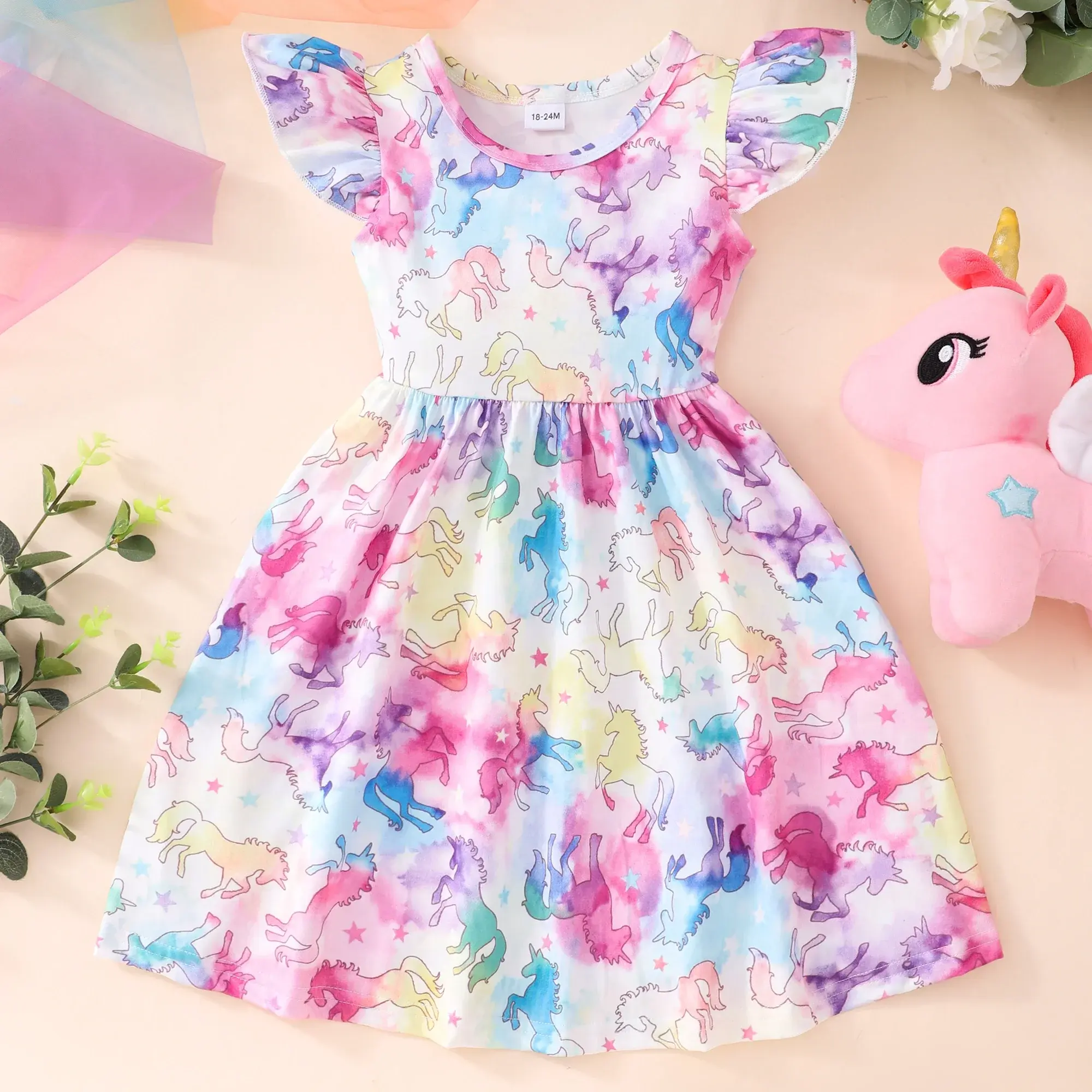 2024 Summer Dress Kids Girl Clothes White Dinosaur Short Sleeve Casua Fashion Birthday Baby Girl Dresses 2 3 4 5 6 7 8 Years Old