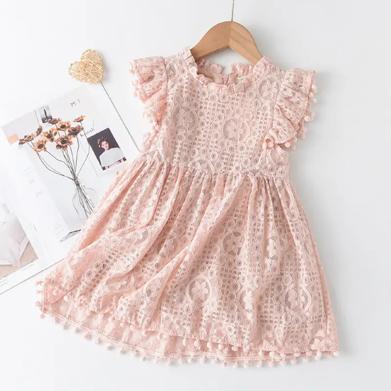 Bear Leader Girls Dress 2025 New Summer Brand Girls Clothes Lace And Ball Design Kids Princess Dress Party Dress For 3-7 Years