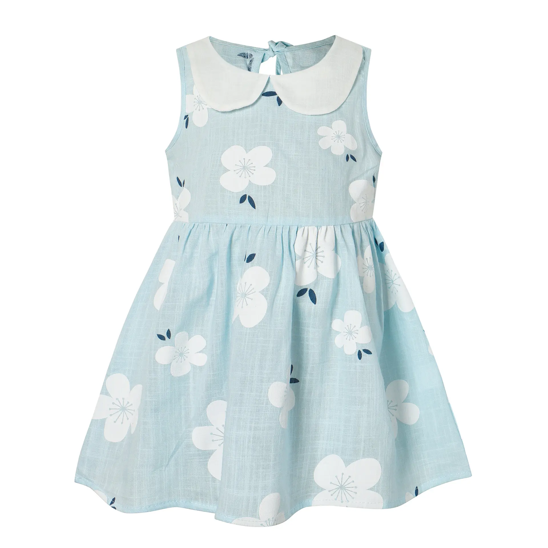 2025 Summer Baby Girls Korean Version Style Sleeveless Peter Pan Collar Sundress Children Cotton Linen Princess Dress 0-6Years