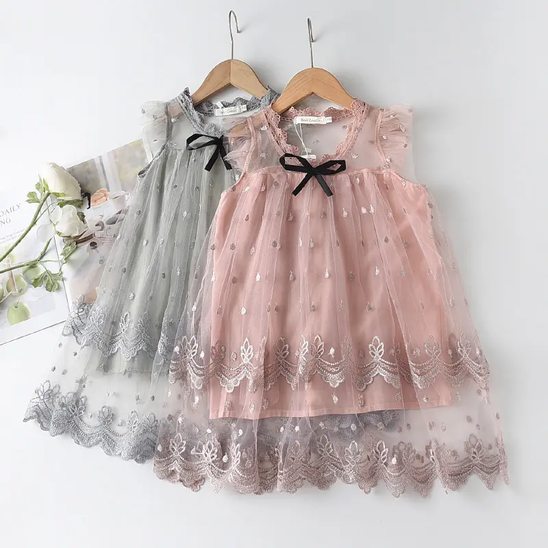 Bear Leader Girls Dress 2025 New Summer Brand Girls Clothes Lace And Ball Design Kids Princess Dress Party Dress For 3-7 Years