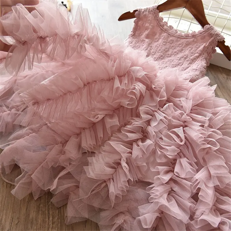 Bear Leader Girls Dress 2025 New Summer Brand Girls Clothes Lace And Ball Design Kids Princess Dress Party Dress For 3-7 Years