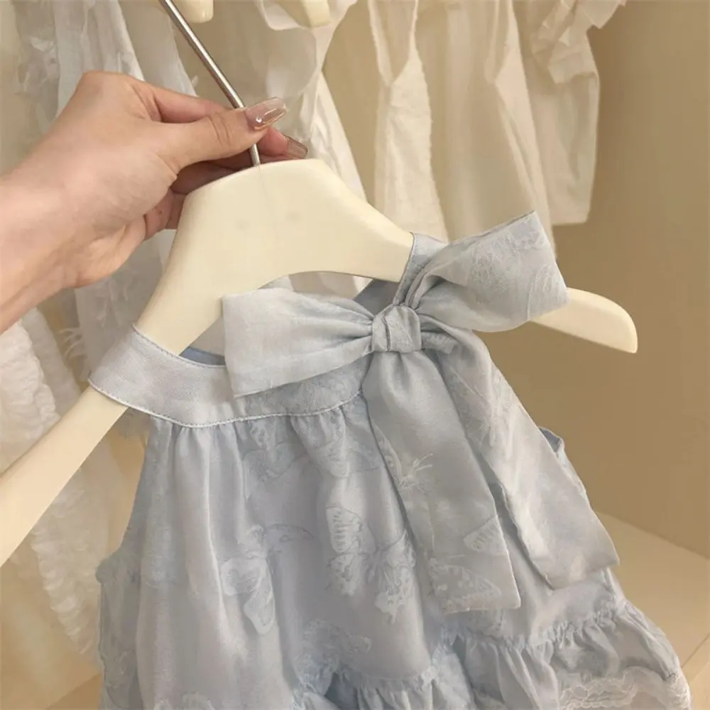 Bear Leader 2025 Summer Baby Girl Dress Fashion 3D Bow Sleeveless Round Neck Lace Suspender Dresses Wedding Party Kids Clothes