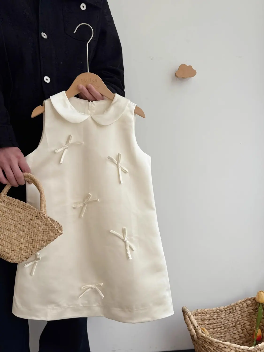 Girls Dress 2025 Spring Summer Girls Light Luxury Vest Dress Little Girls Temperament Small Fragrant Style Bow Dress