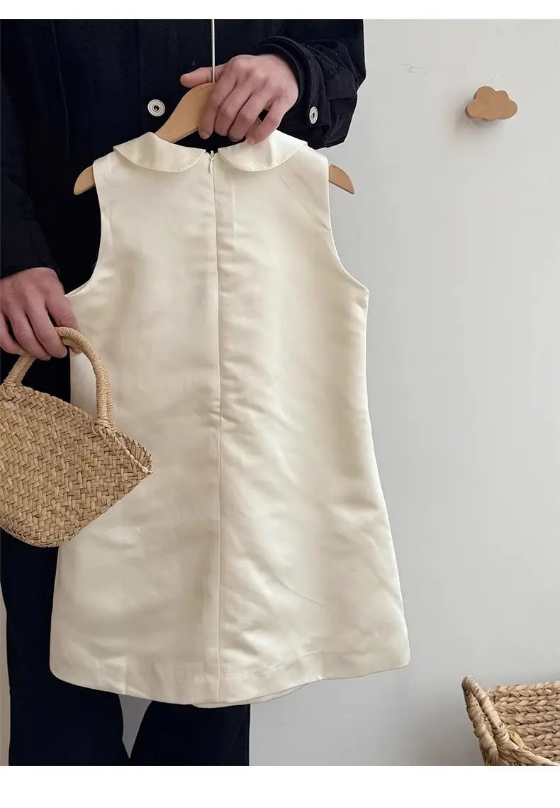 Girls Dress 2025 Spring Summer Girls Light Luxury Vest Dress Little Girls Temperament Small Fragrant Style Bow Dress