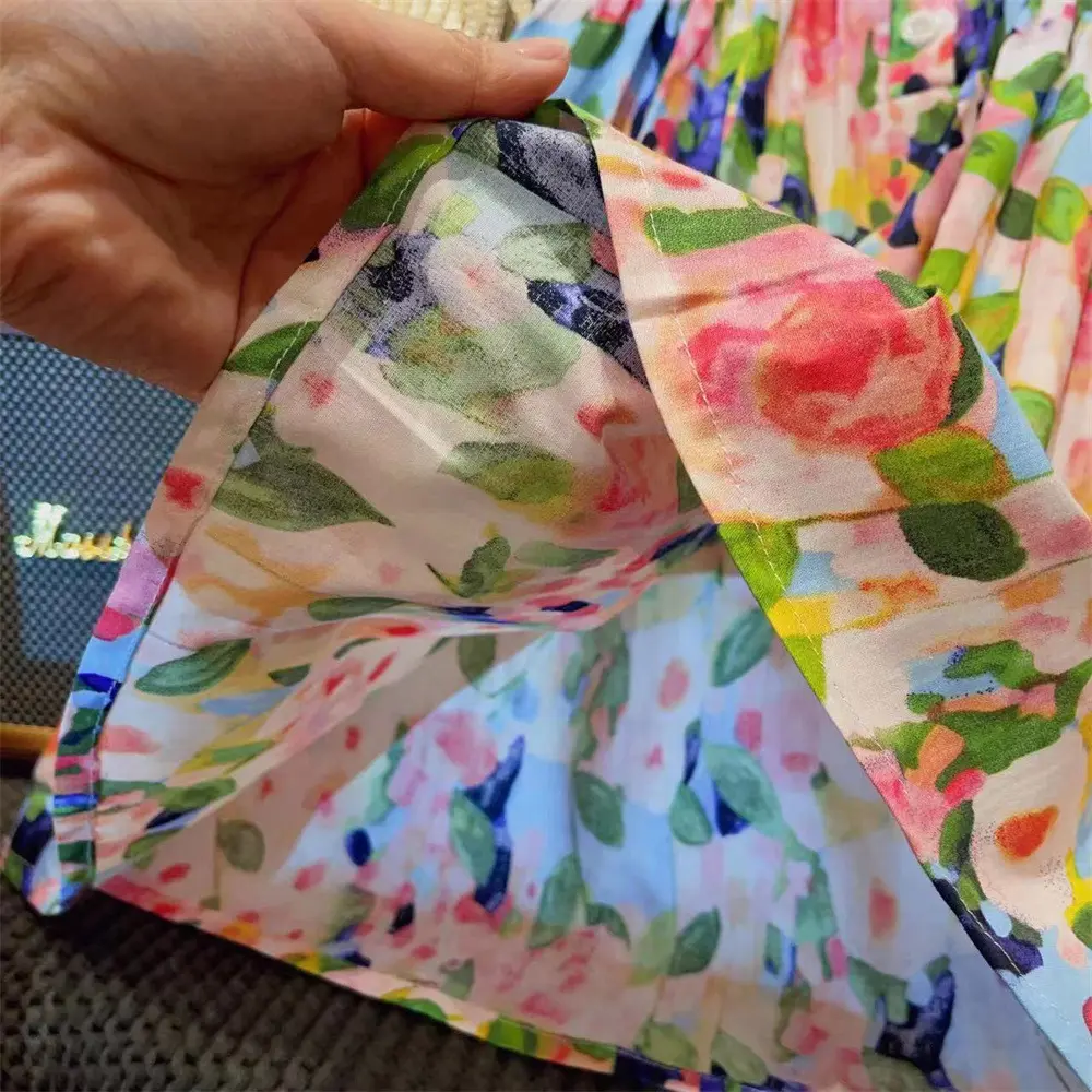 2-7-year-old Girls' Casual Clothes Flying Sleeve Single Breasted Colorful Floral Princess Dress Korean Version Summer New