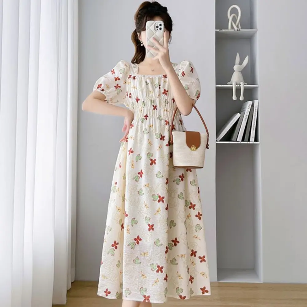 New Maternity Chiffon Dresses Summer Clothes for Pregnant Women 2022 New Chinese Style Vintage Patchwork Pregnancy Vestidos