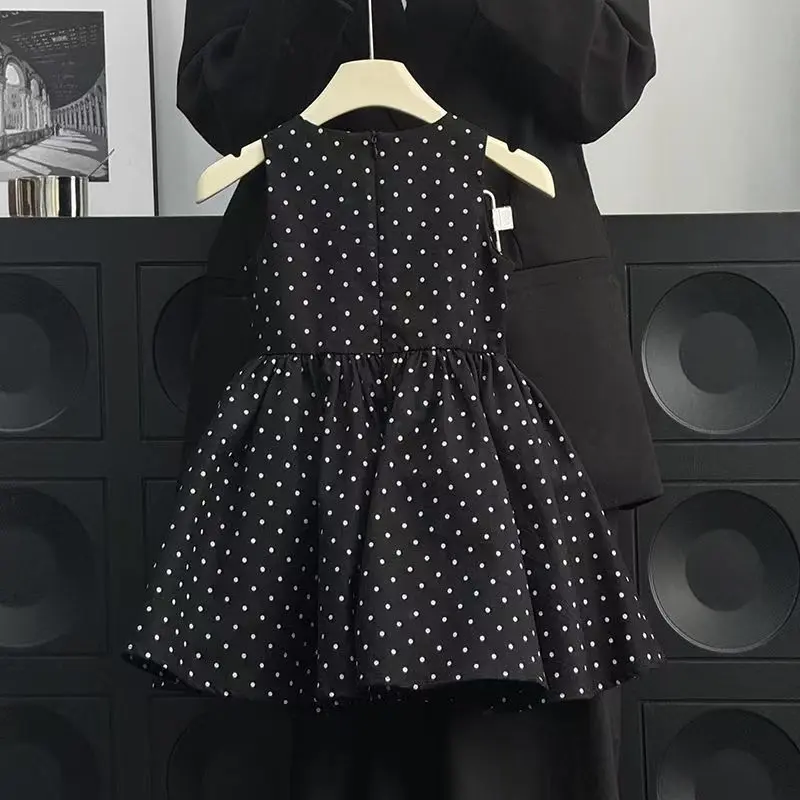 Girls Casual Dresses Polka Dot Print Bow Sleeveless Dress Kids Clothes Girls Kids Dresses for Girls 2 To 7 Years