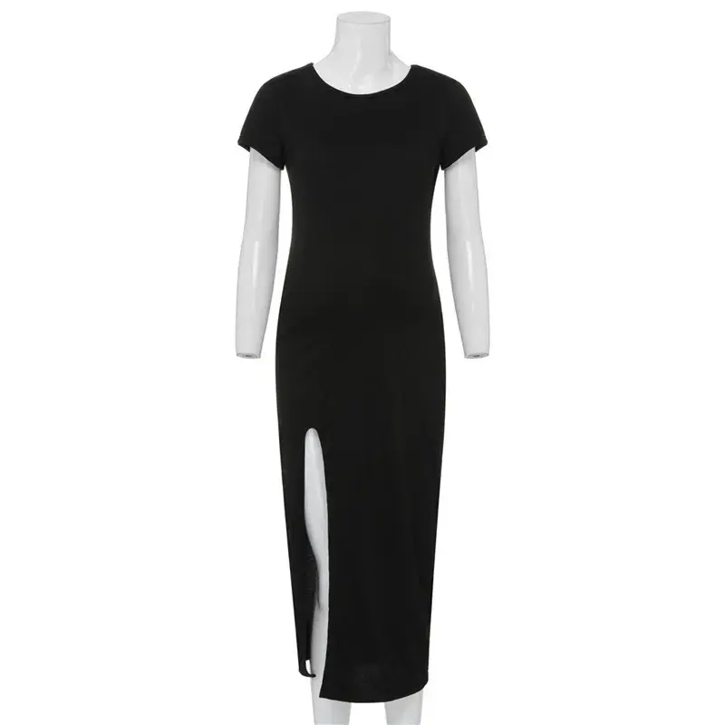 Pregnant Tight Open Long Dress Women Solid O-Neck Short Sleeve Maternity  Spring Summer   Pregnancy Clothes