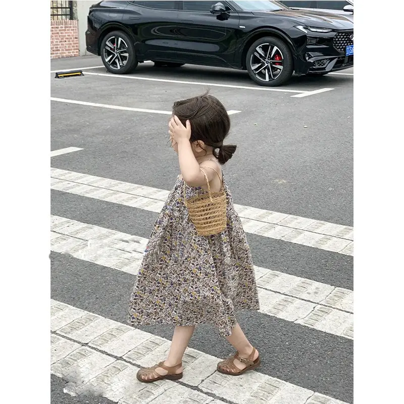 Girls Casual Dresses Floral Print Halter Dress Princess Dress for Girls Kids Clothes Summer Dress  Toddler Girl Clothes