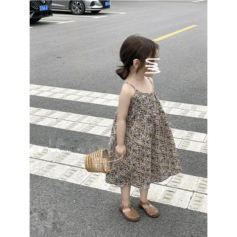 Girls Casual Dresses Floral Print Halter Dress Princess Dress for Girls Kids Clothes Summer Dress  Toddler Girl Clothes