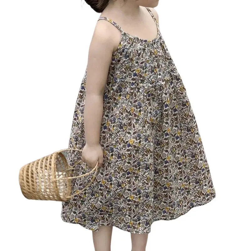 Girls Casual Dresses Floral Print Halter Dress Princess Dress for Girls Kids Clothes Summer Dress  Toddler Girl Clothes