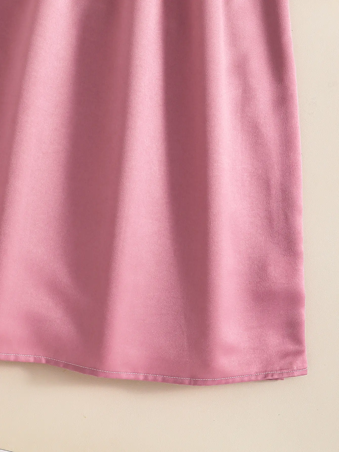 Summer Retro Elegant Girls' Waist Decal Round Neck Zipper Short Sleeved Solid Color Medium Long Dress