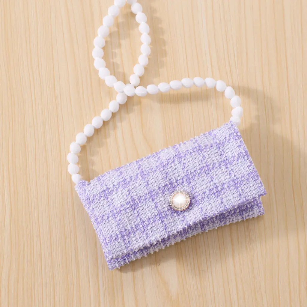 [Free Bag] Girl Plaid Dress Summer Purple Short Sleeve Children Princess Dresses Fashion Kids Girl Party Outfit 8 9 10 11 12Yrs