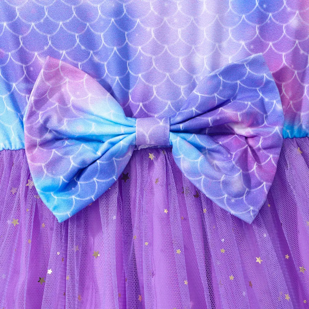 Purple Mermaid Kids Girl Dress Summer Casual Cute Children Dresses Fashion Party Teen Princess Dress 3 4 5 6 7 8 9 10 11 12 Yrs