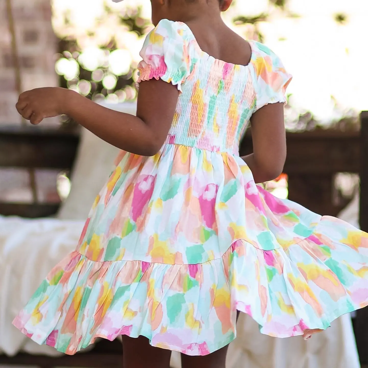 Kids Dress Baby Girls Clothes Short Sleeve 3 4 5 6 7 Y Summer Fashion Cute Casual Floral Love Printed Birthday Gift For Kids
