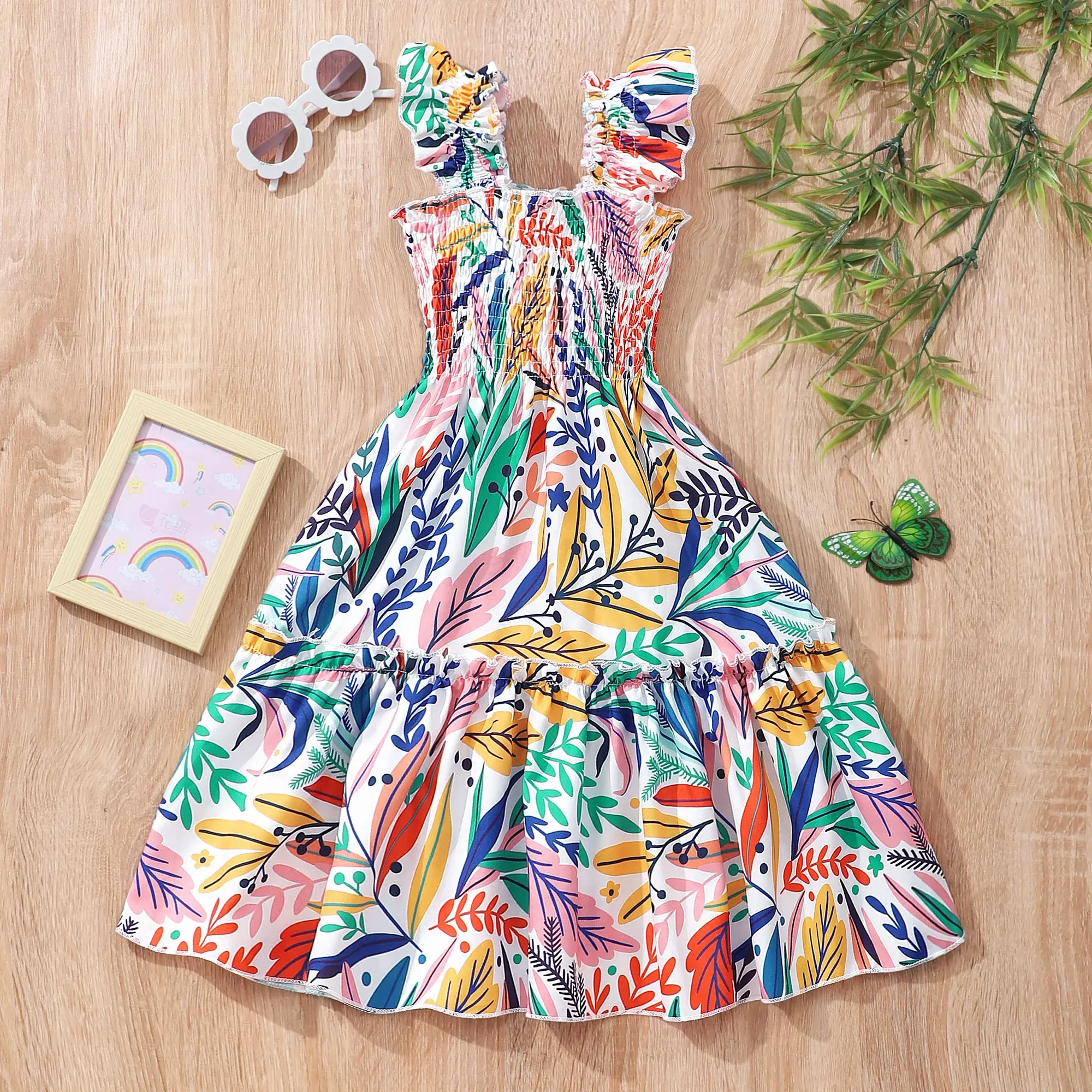 American Flag Children Clothes Girl Dress Short Sleeved Summer Striped Fashionable Casual Baby Girls Dresses 2 3 4 5 6 7 Yrs Old