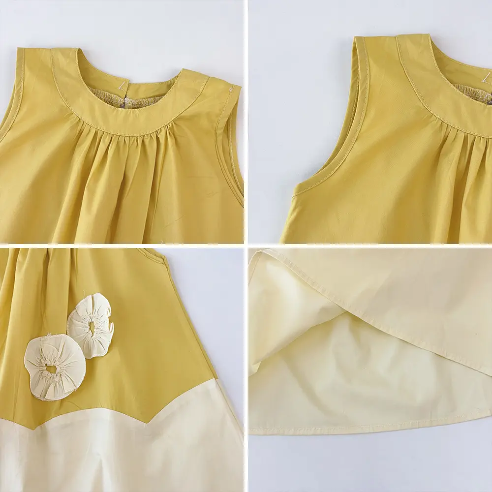 Summer New Girls' Casual Clothes Korean Version 3D Flower Sleeveless Princess Dress Sweet and Cute for Children 2-7 Years Old