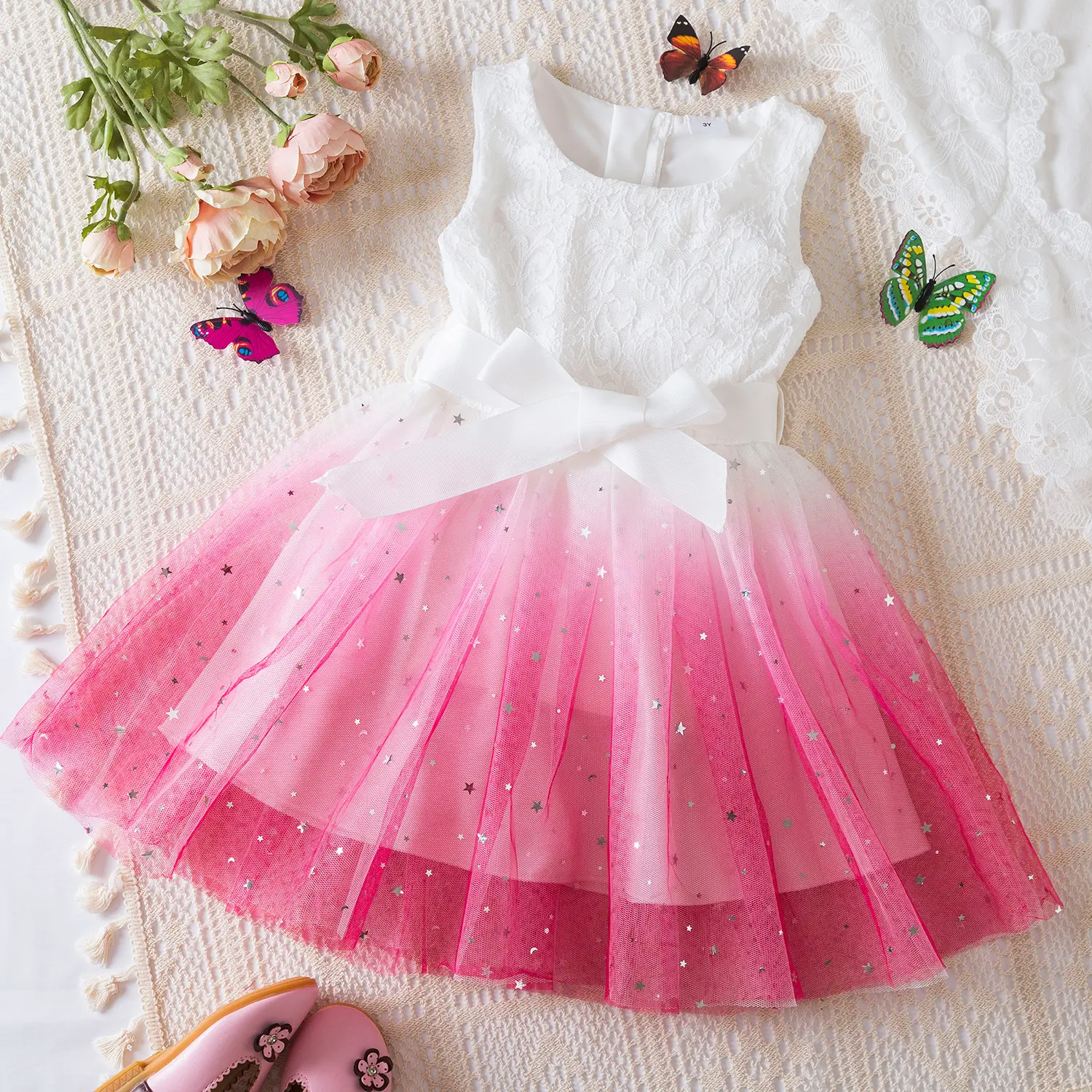 White Lace Dress for Girl 3-8 Yrs Summer Casual Clothes New Birthday Princess Dress Tutu Wedding Birthday Flower Girls Dresses