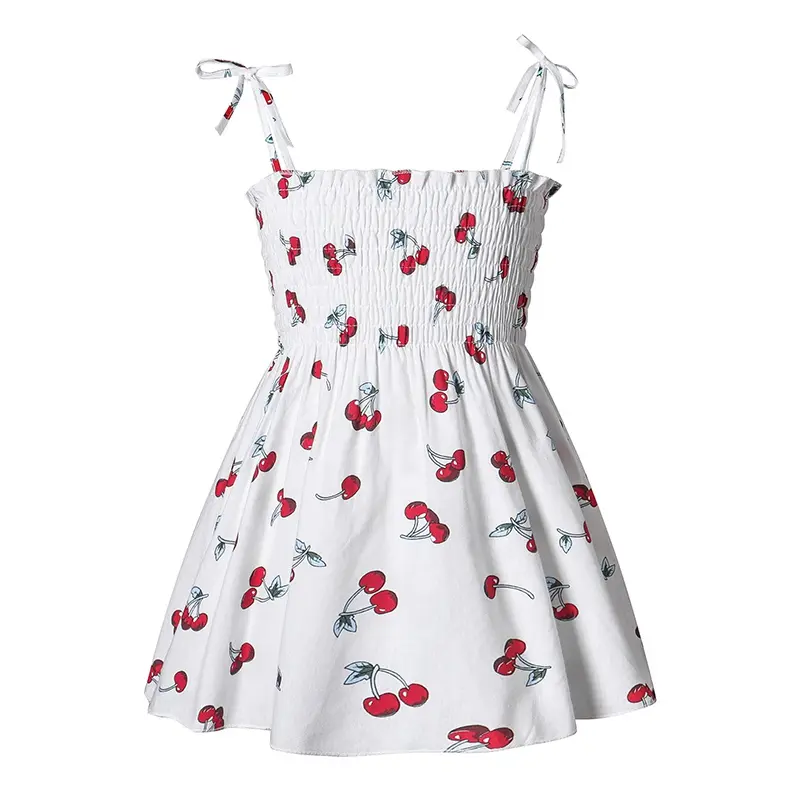 Kids Girls Dress Summer Print Floral Slip Toddlers Dresses Sweet Beach Princess Sundress Casual Children Clothing 2-9Y