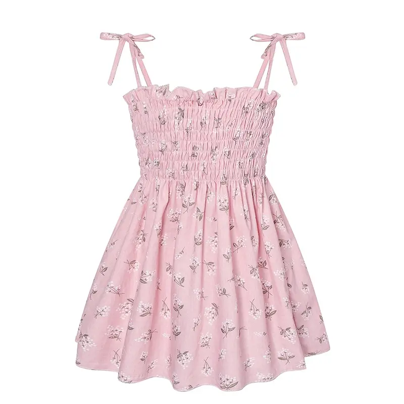 Kids Girls Dress Summer Print Floral Slip Toddlers Dresses Sweet Beach Princess Sundress Casual Children Clothing 2-9Y