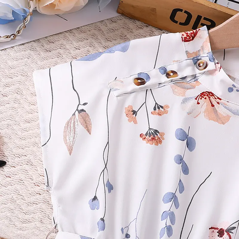 Kids Dress For Girls 8-12 Years Old Summer Girls White Printed Dress Birthday Trip Graduation Elegant Fashion Chaste Girl Dress