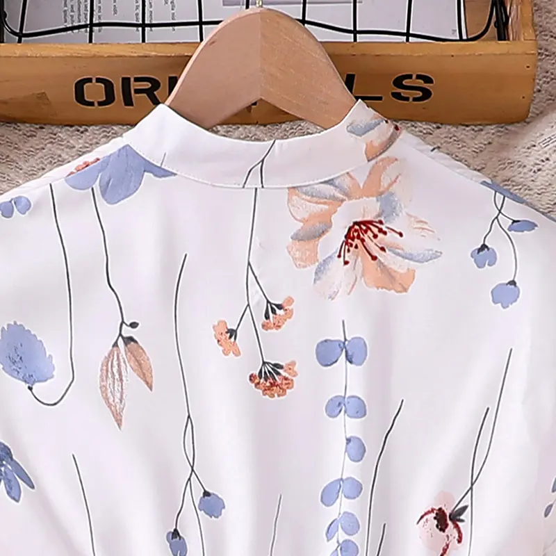 Kids Dress For Girls 8-12 Years Old Summer Girls White Printed Dress Birthday Trip Graduation Elegant Fashion Chaste Girl Dress