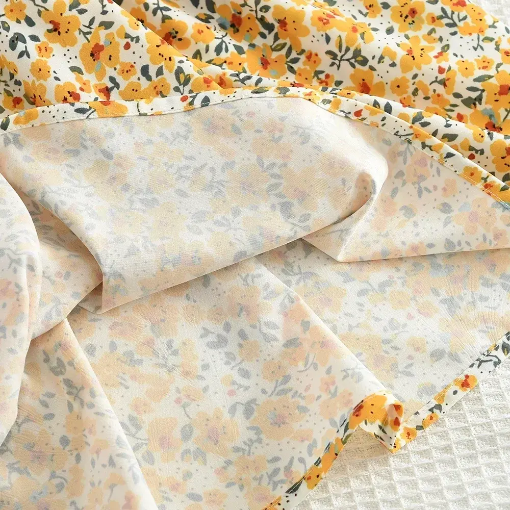 Girls Summer Casual Puff Sleeve Square Collar Sweet Cute Flower Print Princess Dress 1 Pc 3-7 Years Kids Party Fashion Clothing