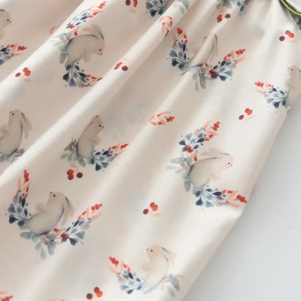 Summer Fashion New Girls Cute Bow Decoration Clothes Square Neck Print Sweet A-Line Dress 1 Pc 3-7 Years Kids Casual Clothing