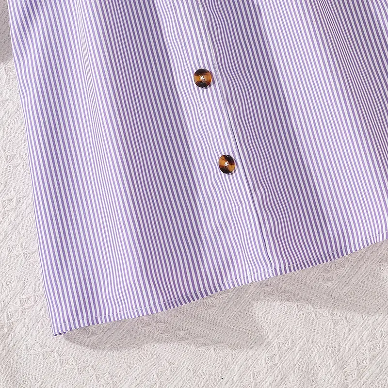 Children's Summer Clothes Casual Daily Style Suits Birthday Party Pageant Dress Striped V-neck Dress For 8-12 Years Kids Girls