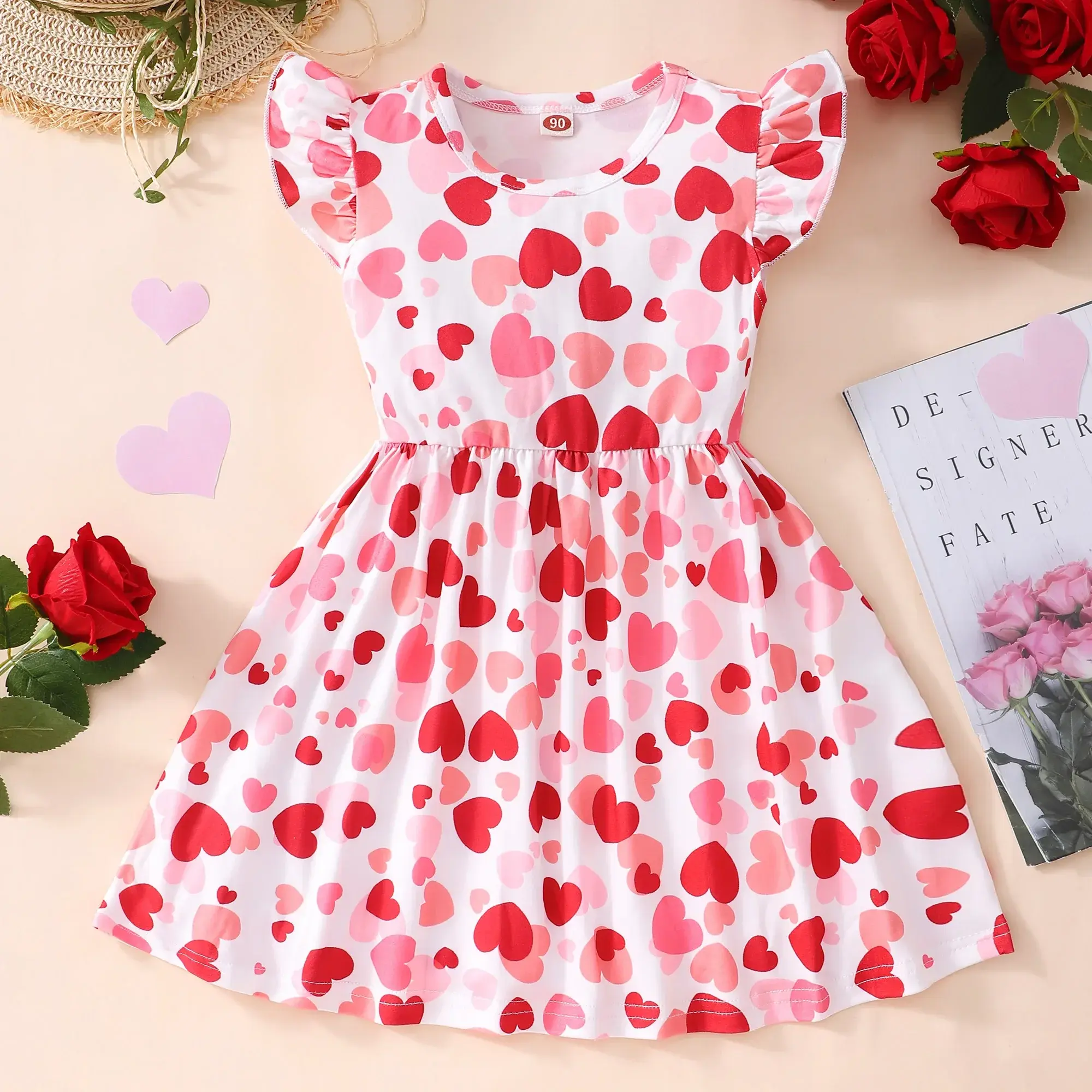 2024 Dress Baby Girls 2-6Y Kids Clothes Summer Cute Short Sleeve Floral Toddler Princess Dress KIds Girl Dresses