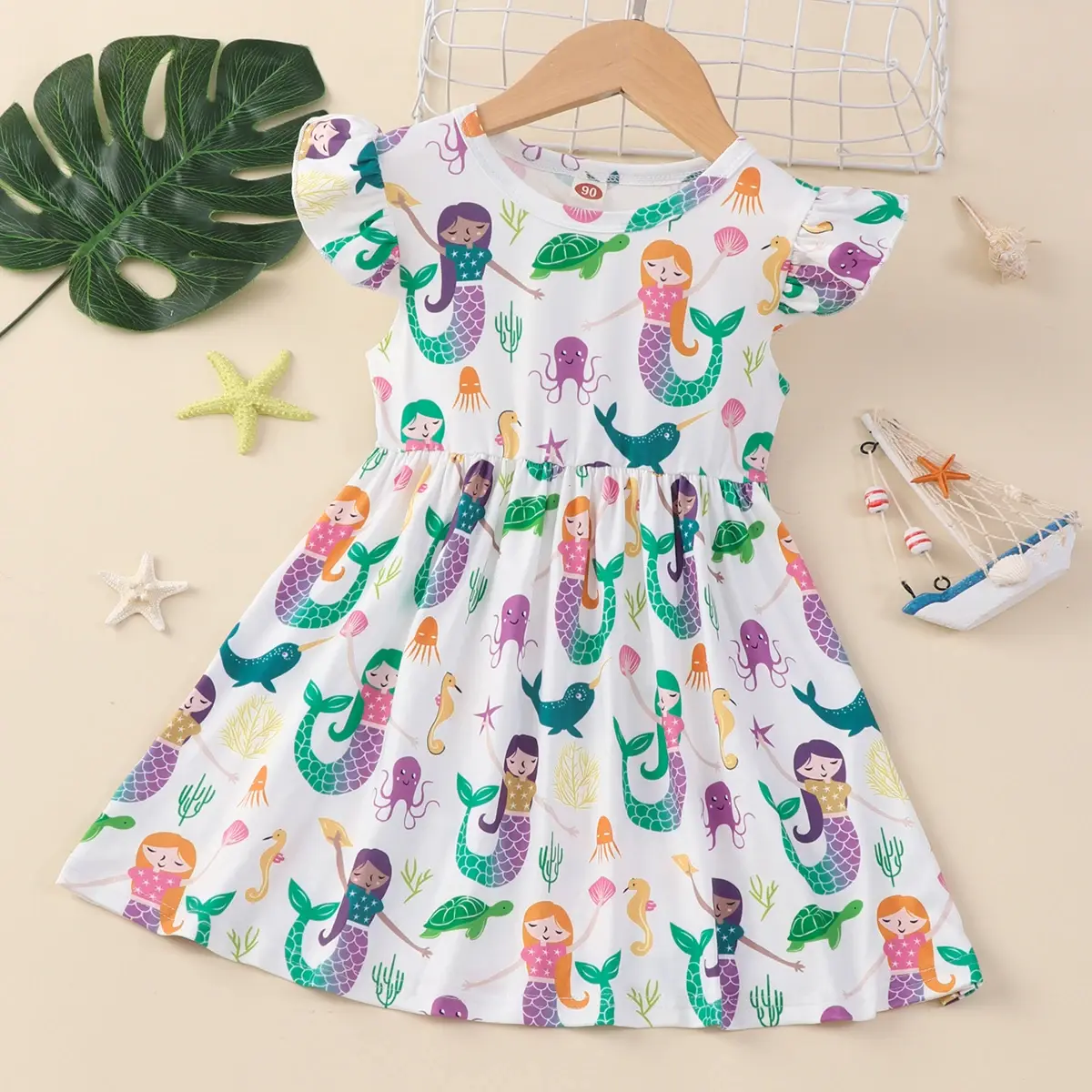 2024 Dress Baby Girls 2-6Y Kids Clothes Summer Cute Short Sleeve Floral Toddler Princess Dress KIds Girl Dresses
