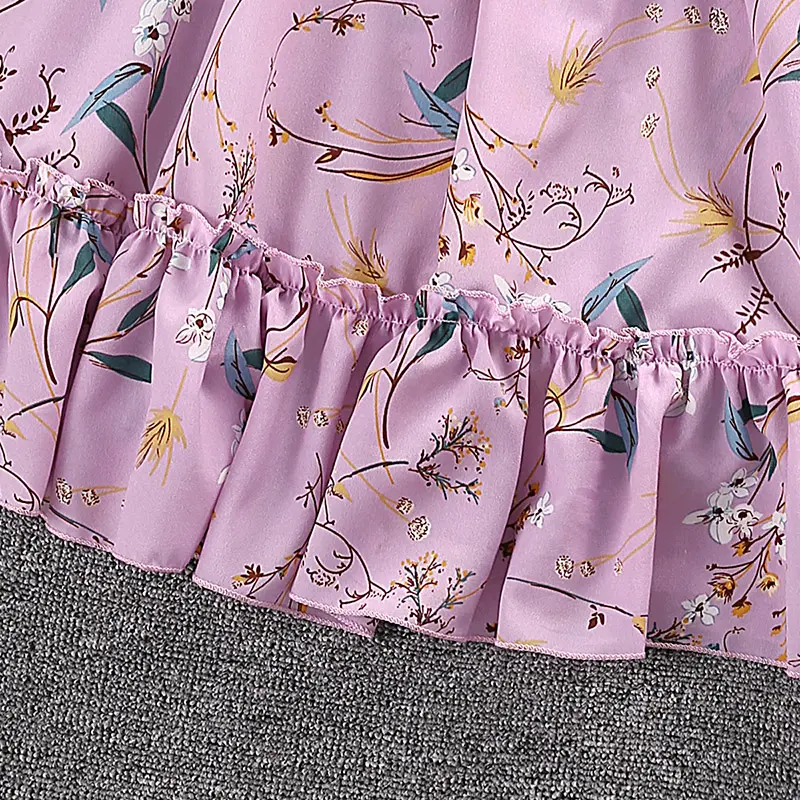 Dress Kids Girls 5-12 Years Blue Green Purple Sleeveless Floral Dress For Girls Elegant Vacation Holiday Party Dress