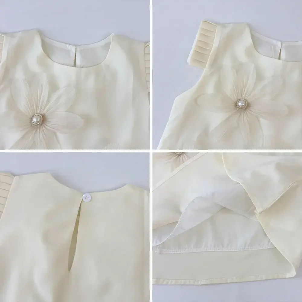 Kids Dresses for Girls 3D White Flower Princess Dress Girls' Pink Clothes Summer New Casual Vest Dress Flower Girl Dresses