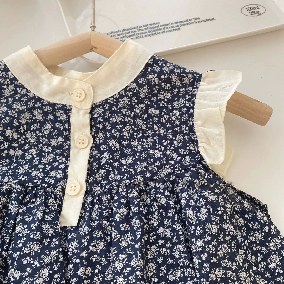 Girls' Floral Summer Dress - Sleeveless Princess Party Dress with Ruffle Hem, Lightweight Baby Girl Outfit