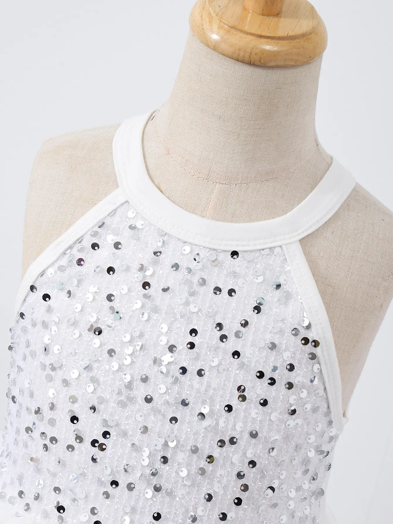 Toddler Girls' Clothes Spring Summer Halter Neck Silver Sequin Mesh Princess Dresses Kids Clothing