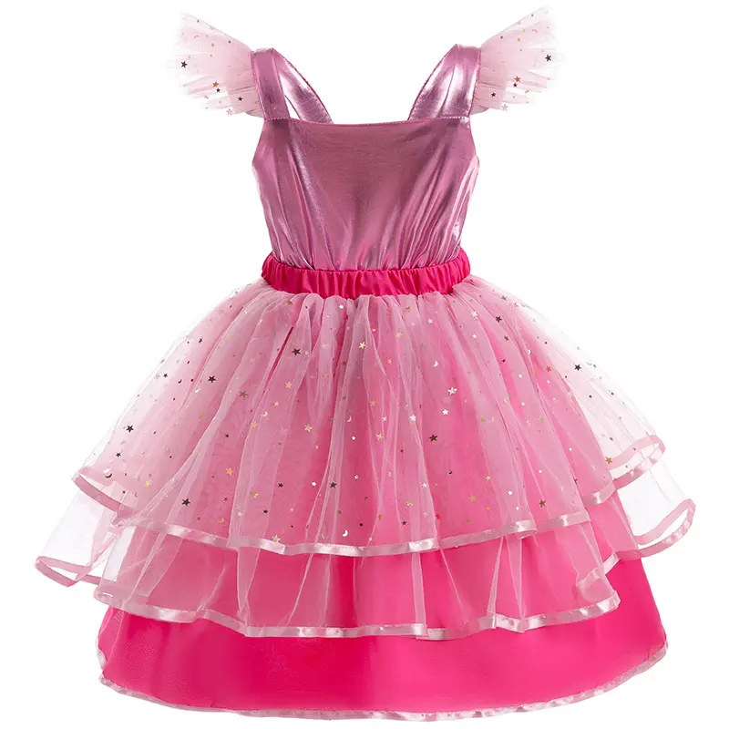 Girl's sequin bow princess dress 4-10 year old suspender mesh cake dress carnival birthday party performance costume