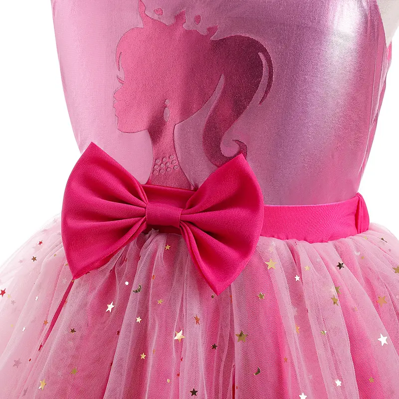 Girl's sequin bow princess dress 4-10 year old suspender mesh cake dress carnival birthday party performance costume