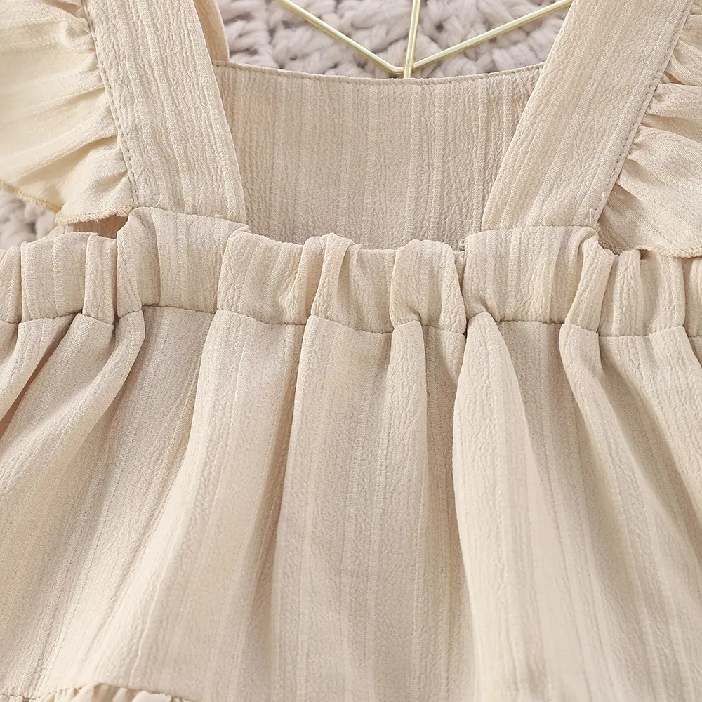 Summer Style Children Clothing Flying Sleeve Solid Color Pleated Princess Cake Dress Girls Costume