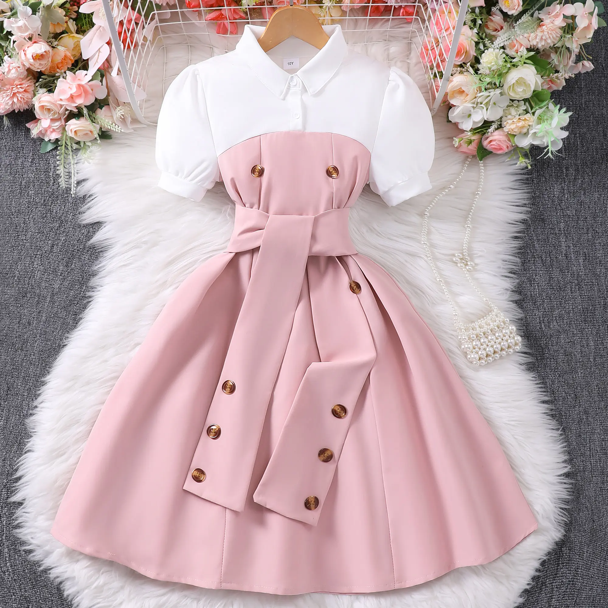Teen Girl Dress Summer Casual Vacation Children Dresses Fashion Elegant Retro British Style Girls Party Dress 7 8 9 10 11 12 Yrs