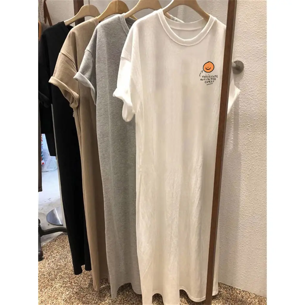 Summer South Korea Simple Cute Print New Loose Short Sleeve Comfortable Women Maternity Dress