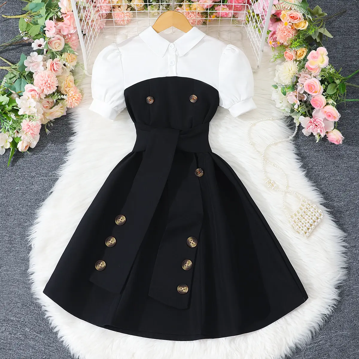Teen Girl Dress Summer Casual Vacation Children Dresses Fashion Elegant Retro British Style Girls Party Dress 7 8 9 10 11 12 Yrs
