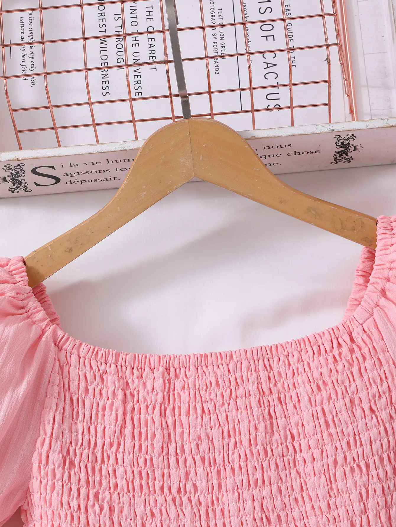 Summer Girl Dress for Older Girls, Pink Puff Sleeves, Cute Princess Dress, Casual Mid-Length Children's Dress