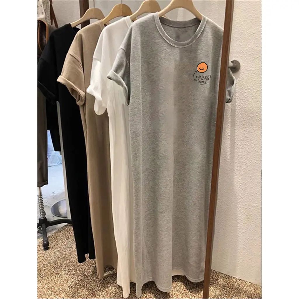 Summer South Korea Simple Cute Print New Loose Short Sleeve Comfortable Women Maternity Dress