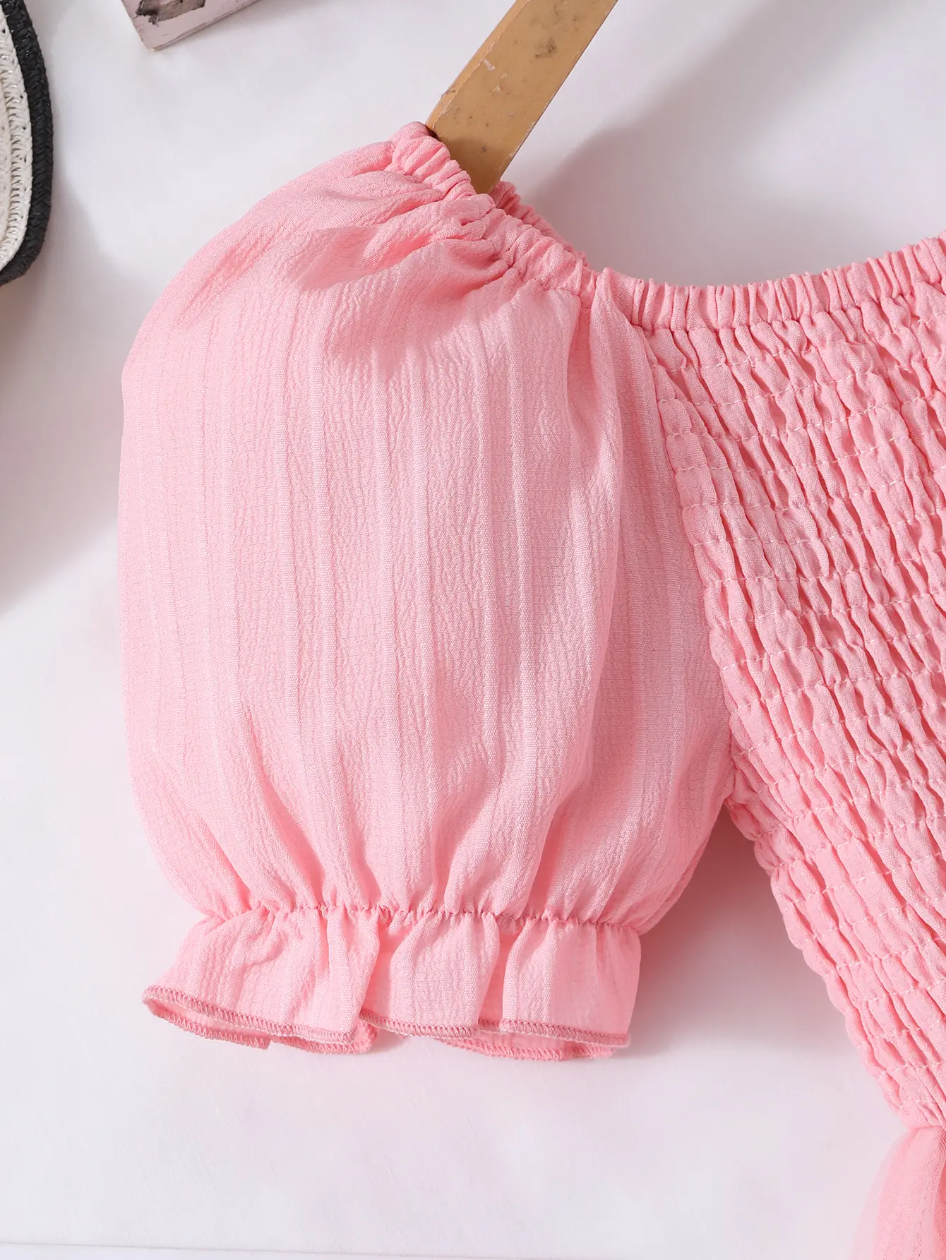 Summer Girl Dress for Older Girls, Pink Puff Sleeves, Cute Princess Dress, Casual Mid-Length Children's Dress