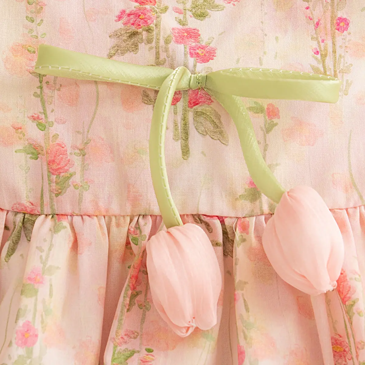 Baby Girl Dresses Summer Tulip And Flower Pattern Gentle Girl Costume Cute Casual Girl's Dresses Kid's Princess Dresses