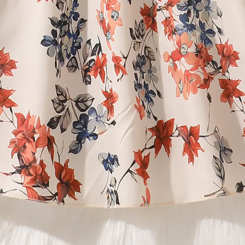 Kids Summer Hot Sale Vacation Style Dress For Girls V-Neck Short Sleeve Floral Printed Lace Edge Frenchy Daily Garden Dress