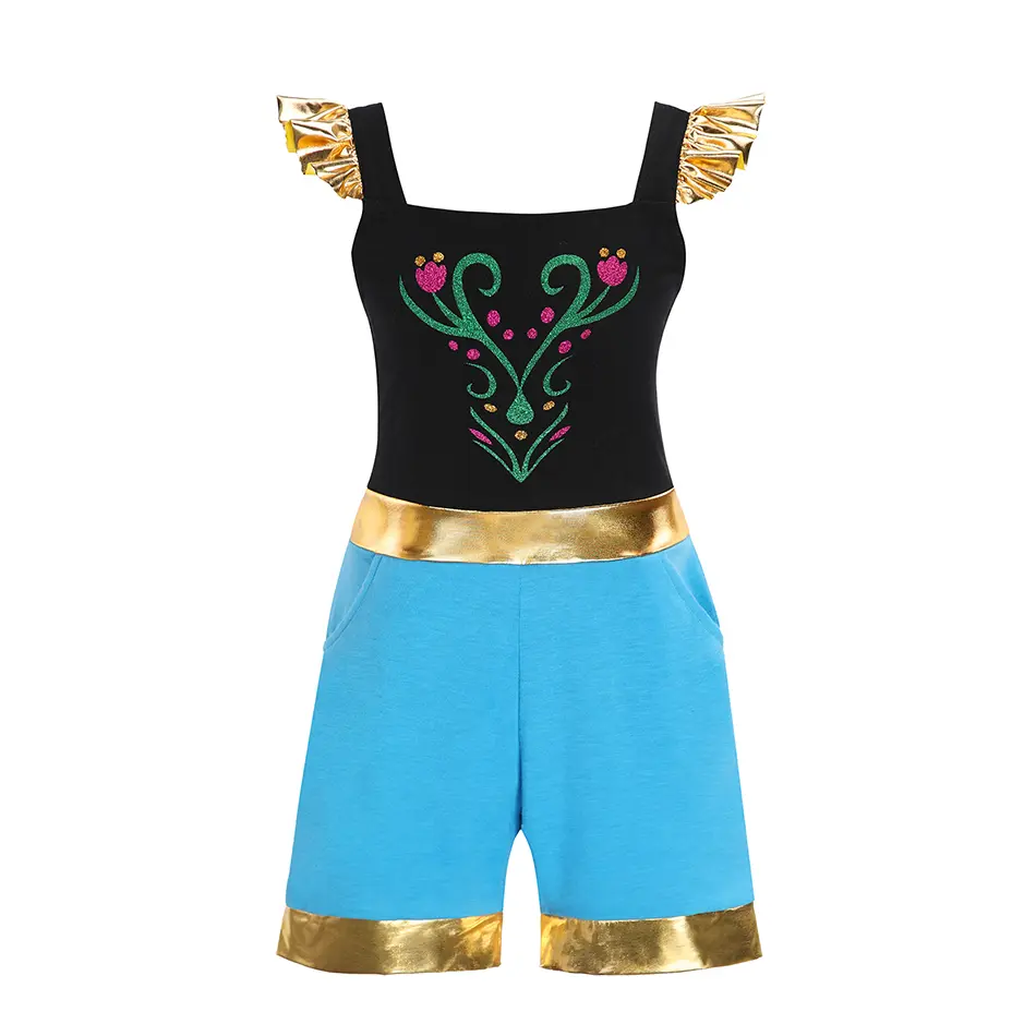 Boys Girls Casual Bodysuits Cosplay Costume Summer Princess Rompers Jumpsuit Princess Cospaly Dress Up Kid Fancy Clothing Outfit