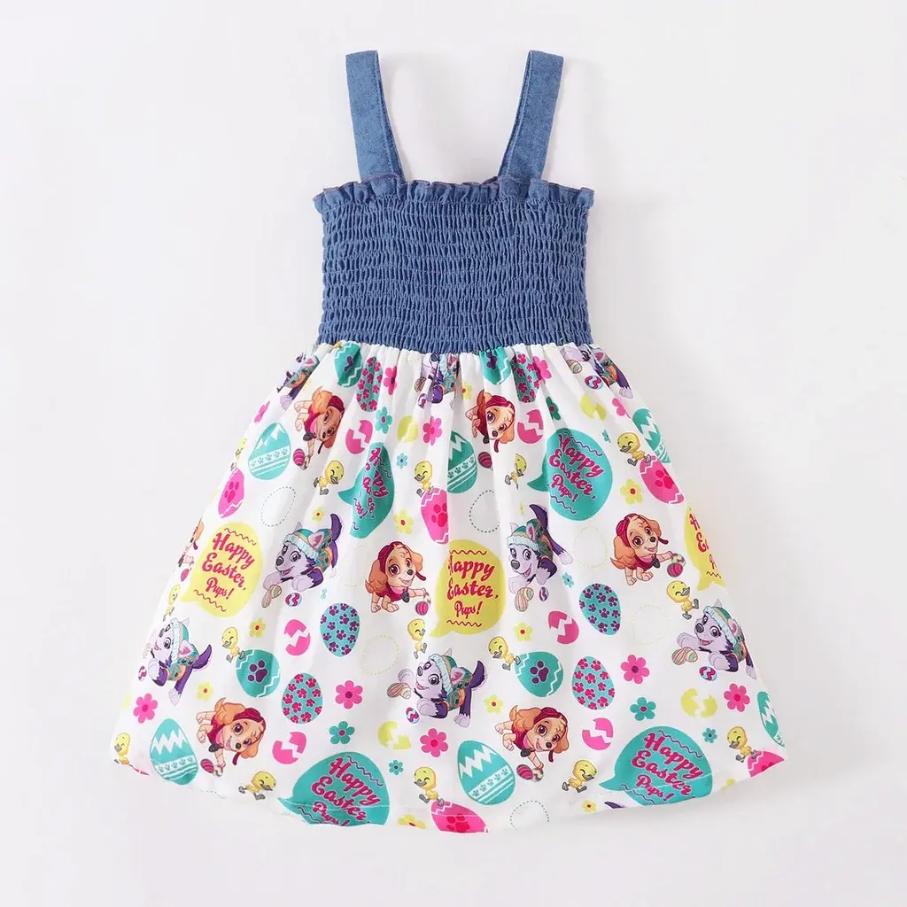 Fashion Dress for Kids Girl 1-6 Years Infant Girl Sleeveless Sling Pleated Dress with Bow Summer Costume Birthday Party Wear