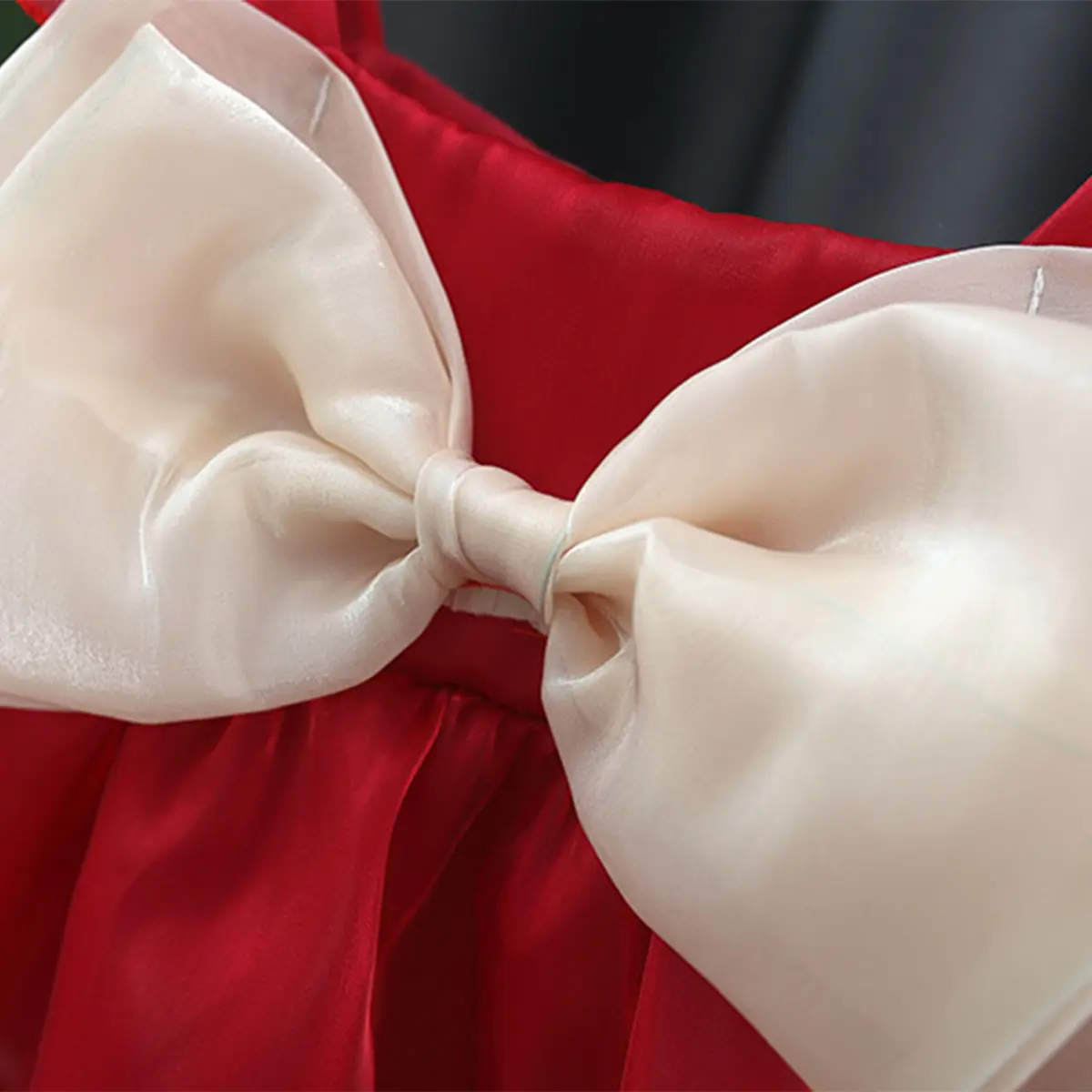 New Summer Girl Dress Sweet Solid Color Big Bow Flying Sleeves Mesh Dress Princess Dress Suitable for 0-3 Year Old Babies