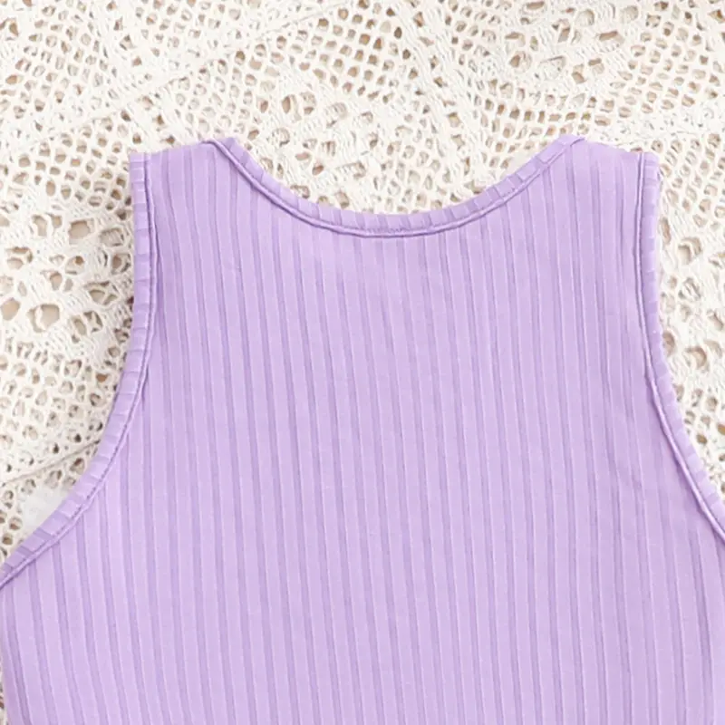 Girls Vest Dress New Summer Sleeveless Pleated Hip Wrap Dress 8-12 Years Fashion Classic Purple Girls Dress